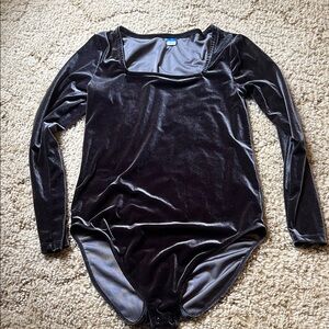 Old Navy blue gray Velvet Long Sleeve Bodysuit